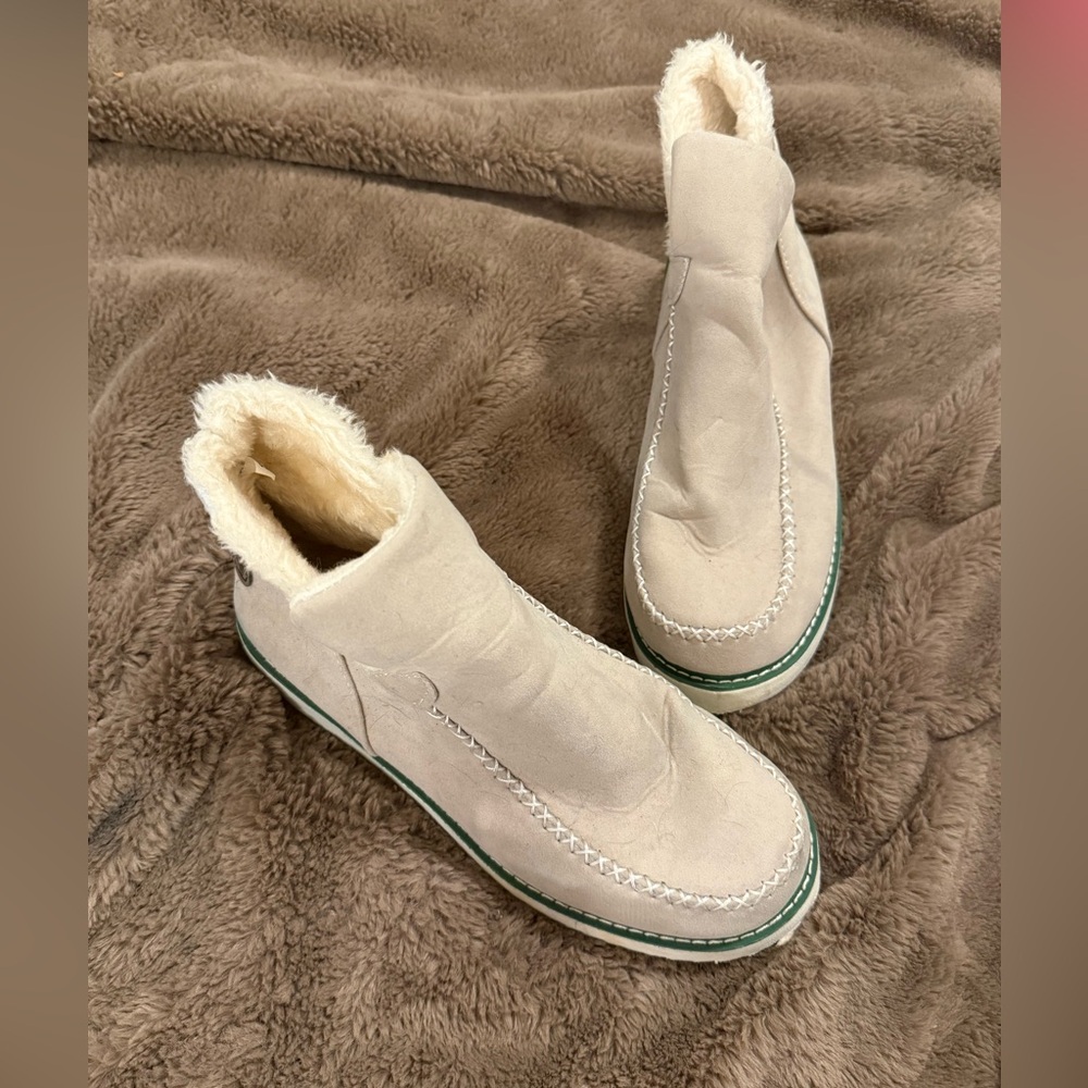 Women's Cream Fur-Lined Ankle Boots